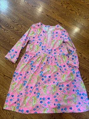 Lilly Pulitzer Pink Floral & Tiger Long Sleeve Dress